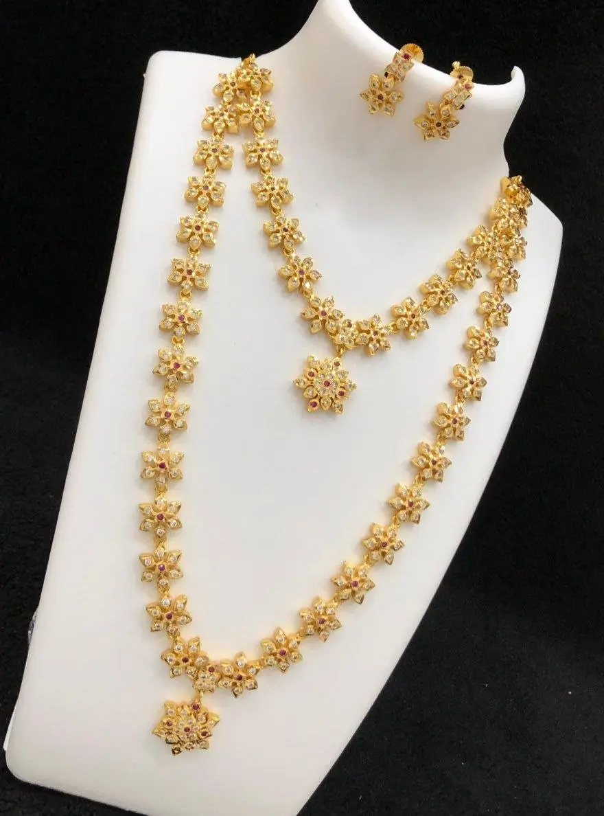 Star Flower Bloom CZ AD Stone Impon Bridal Combo set